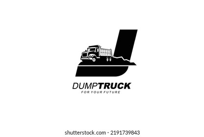 J Dump LKW Logo Vektor für Bauunternehmen. Schwere Geräte Vorlage Vektorgrafik für Ihre Marke.