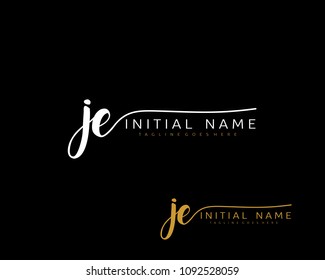 J E Initial handwriting logo vector. Hand lettering for designs.