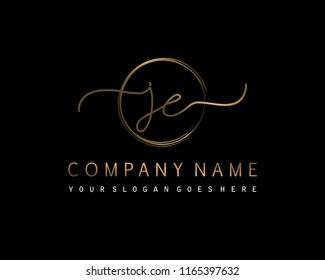 J E Initial handwriting logo vector