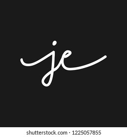 J E Initial handwriting logo vector