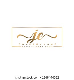 J E Initial handwriting logo vector