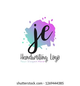 J E Initial handwriting logo vector