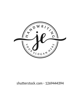 J E Initial handwriting logo vector