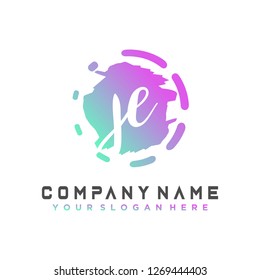 J E Initial handwriting logo vector