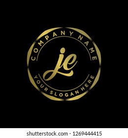 J E Initial handwriting logo vector