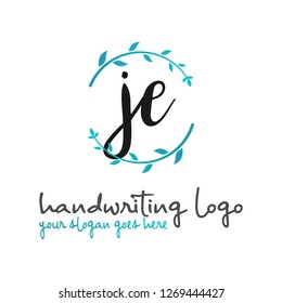 J E Initial handwriting logo vector