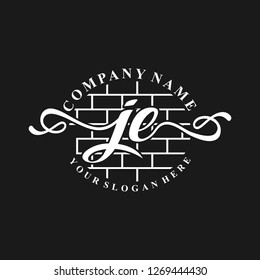 J E Initial handwriting logo vector