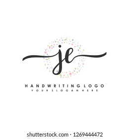 J E Initial handwriting logo vector