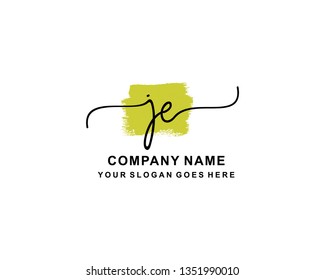 J E Initial Handwriting Logo Template