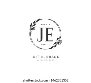 J E JE Beauty vector initial logo, handwriting logo of initial signature, wedding, fashion, jewerly, boutique, floral and botanical with creative template for any company or business.