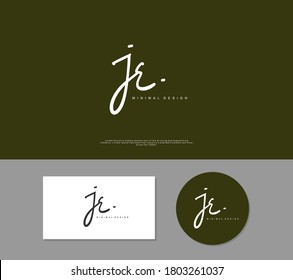 J E JE Initial handwriting or handwritten logo for identity. Logo with signature and hand drawn style.