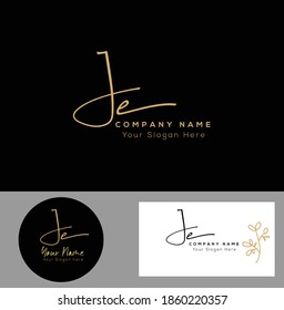 J E JE Initial letter handwriting and signature logo. Beauty vector initial logo .Fashion, boutique, floral and botanical