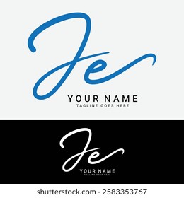 J, E, JE Initial letter logo. Alphabet JE Handwritten Signature logo