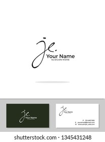 J E JE initial logo signature template vector. Handwriting logo concept