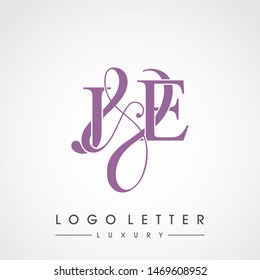 J & E / JE logo luxury initial vector mark template.
