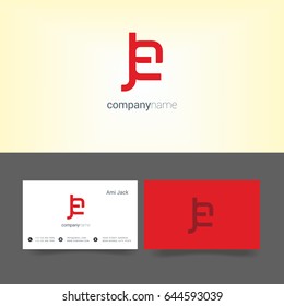 J E joint letter logo vector with business card template