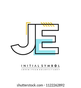 J E Memphis letter style, initial logo template vector full color.