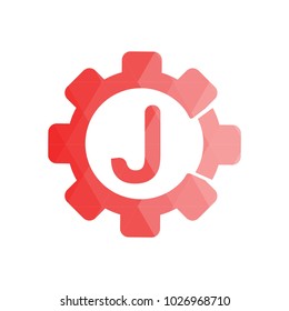 J engineering logo. Alphabet letter logo design vector icon. Red low poly style. Vector Illustrator