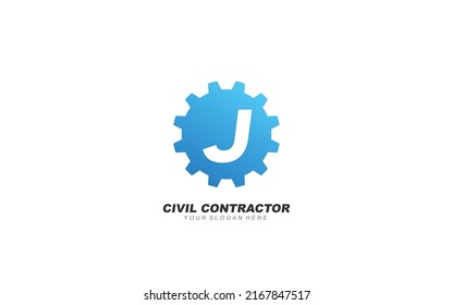 J Engineering logo design inspiration. Vector letter template design for brand.