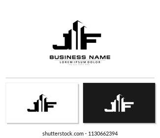 J F Initial building logo concept