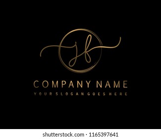 J F Initial handwriting logo vector