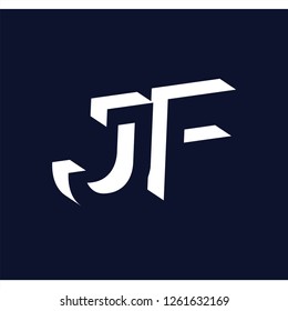 J F initial letter with negative space logo icon vector template