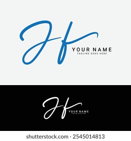 J, F, JF Initial letter logo. Alphabet JF Handwritten Signature logo