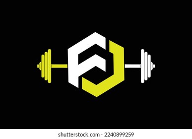 J  F Letter logo design vector element with Business card template, Gym and fitness logo.