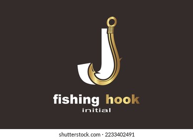  J Fishing Hook Letter logo template for your branding.