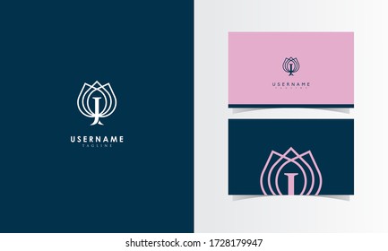 J FLower Logo Mark with business card template design for branding identity