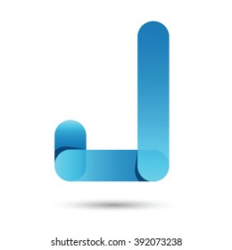 J font vector with blue color on White background