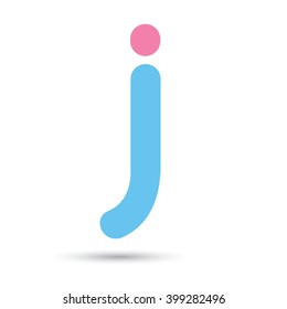 j font vector with blue and pink color isolate on White background