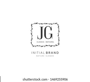 J G JG Beauty vector initial logo, handwriting logo of initial signature, wedding, fashion, jewerly, boutique, floral and botanical with creative template for any company or business.