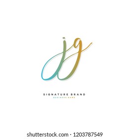 J G JG Initial letter handwriting and  signature logo concept design
