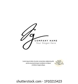 J G JG Escritura manuscrita inicial y logotipo de la firma. Logo inicial del vector de belleza .Moda, boutique, floral y botánica
