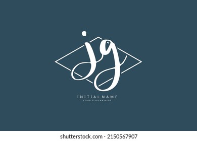Logo de J G JG, escritura manuscrita inicial o manuscrita para la identidad. Logo con firma y estilo dibujado a mano.
