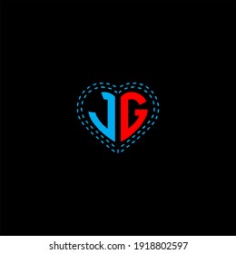 Diseño vectorial del logotipo de letra J G sobre fondo de color negro. Monograma de JG
