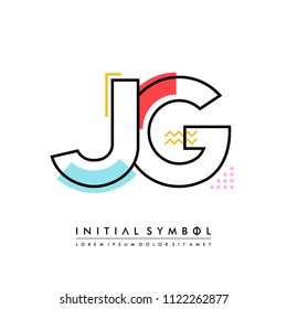 J G Memphis letter style, initial logo template vector full color.