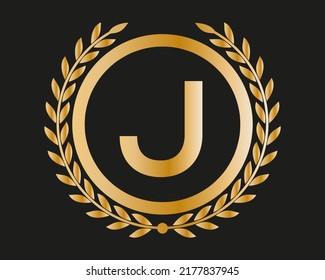 J Gold Letter Design-Vektorgrafik mit goldenen Luxus-Farben und Monogram-Design