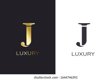 J gold styled letter monogram. Luxury style