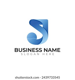 j gradient colorful 3d abstract typography  vector letter logo design
