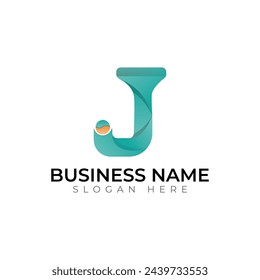 j gradient colorful 3d abstract typography  vector letter logo design
