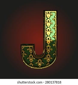 j green vector letter with gold