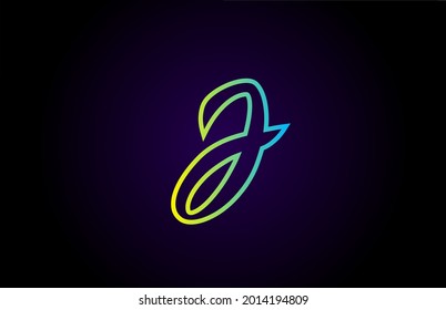 J amarillo verde creativo de letra manuscrita manuscrita logo para marca y negocios. Diseño para la escritura y la identidad corporativa con plantilla de icono