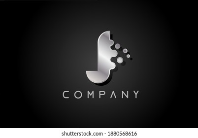 J grey letter logo icon. Creative alphabet design for business and company