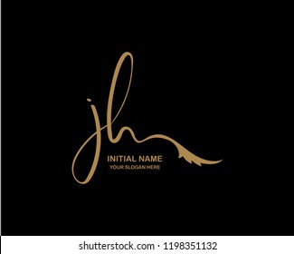 J H Initial Handwriting Logo Template