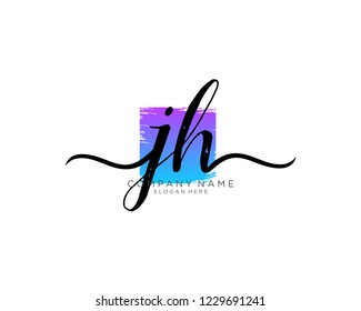 J H Initial handwriting logo vector