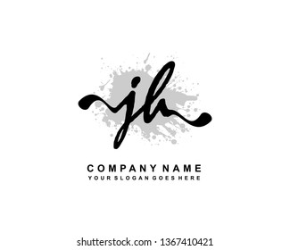 J H Initial Handwriting Logo Template