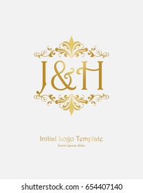 J & H initial wedding logo template vector