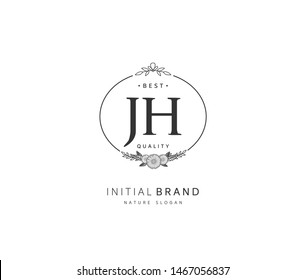 J H JH Beauty vector initial logo, handwriting logo of initial signature, wedding, fashion, jewerly, boutique, floral and botanical with creative template for any company or business.